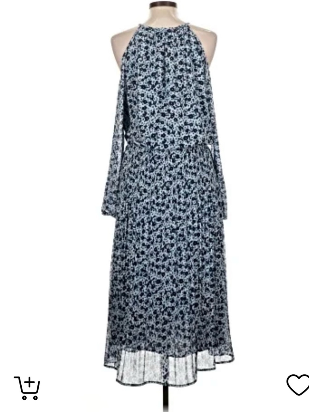 Michael Kors Blue Floral Exposed Shoulder Midi Dress